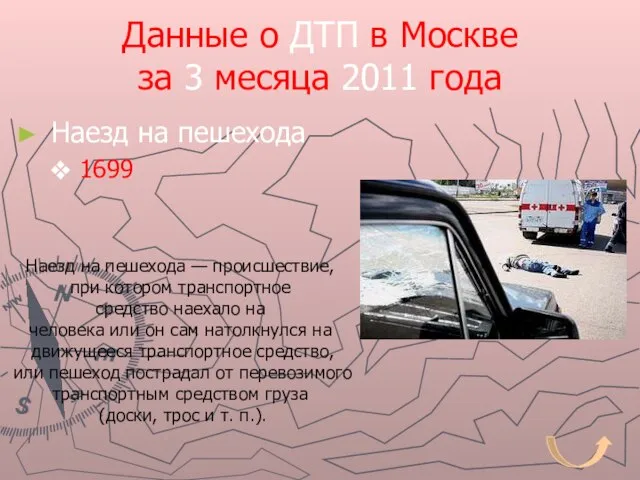 Данные о ДТП в Москве за 3 месяца 2011 года Наезд на