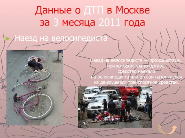 Данные о ДТП в Москве за 3 месяца 2011 года Наезд на