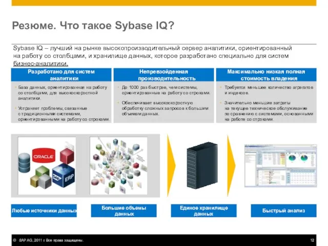 Резюме. Что такое Sybase IQ? Sybase IQ – лучший на рынке высокопроизводительный