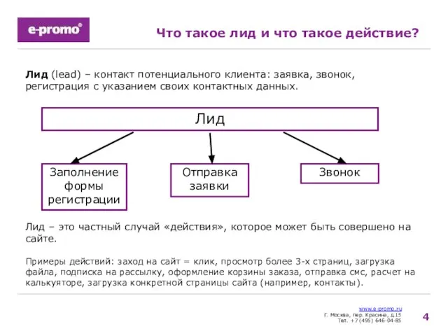 www.e-promo.ru Г. Москва, пер. Красина, д.15 Тел. +7 (495) 646-04-85 Что такое