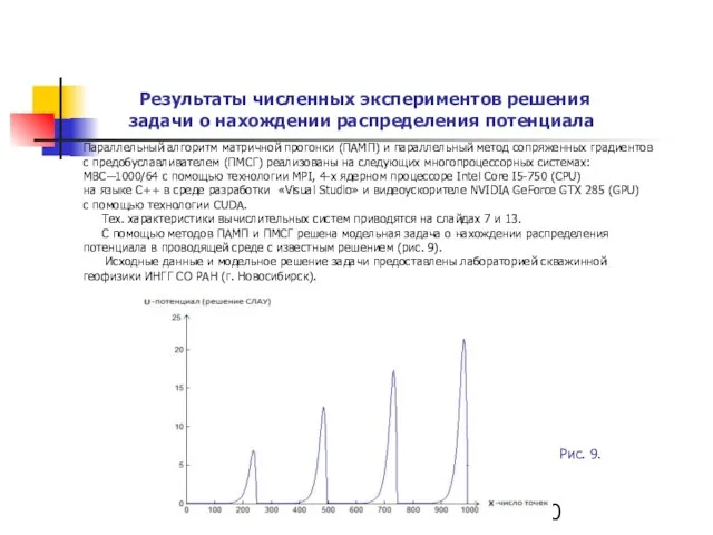 Параллельный алгоритм матричной прогонки (ПАМП) и параллельный метод сопряженных градиентов с предобуславливателем