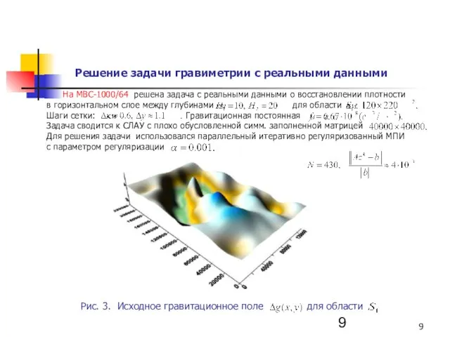 На МВС-1000/64 решена задача с реальными данными о восстановлении плотности в горизонтальном