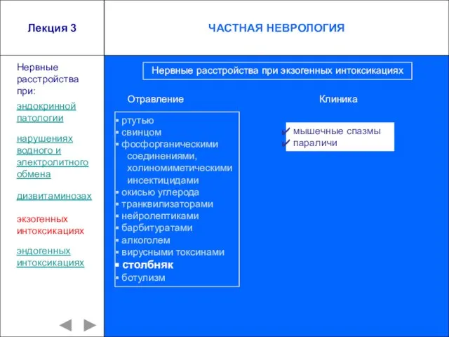 Лекция 3 ртутью свинцом фосфорганическими соединениями, холиномиметическими инсектицидами окисью углерода транквилизаторами нейролептиками