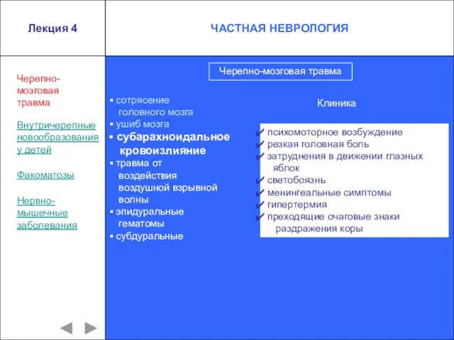 Лекция 4 сотрясение головного мозга ушиб мозга субарахноидальное кровоизлияние травма от воздействия