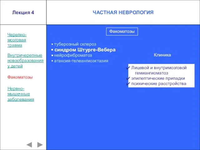 Лекция 4 Черепно- мозговая травма Внутричерепные новообразования у детей Факоматозы Факоматозы туберозный