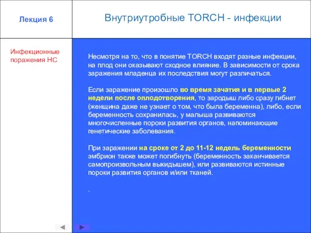 Инфекционныепоражения НС Лекция 6 Несмотря на то, что в понятие TORCH входят