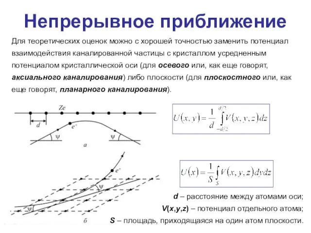 Непрерывное приближение Для теоретических оценок можно с хорошей точностью заменить потенциал взаимодействия