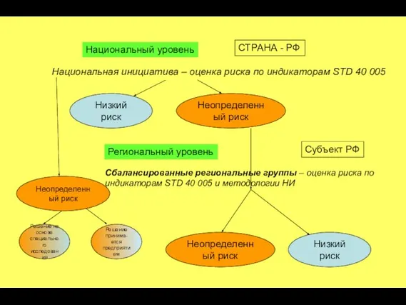 Национальный уровень СТРАНА - РФ Национальная инициатива – оценка риска по индикаторам