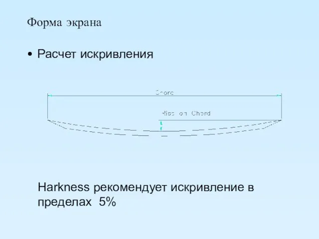 Форма экрана • Расчет искривления Harkness рекомендует искривление в пределах 5%