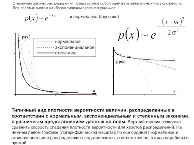 Степенные законы распределения представляют собой одну из отличительных черт сложности. Для простых