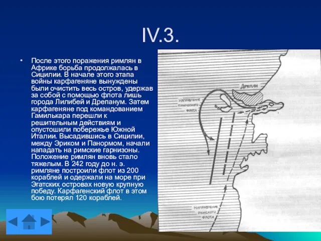 IV.3. После этого поражения римлян в Африке борьба продолжалась в Сицилии. В