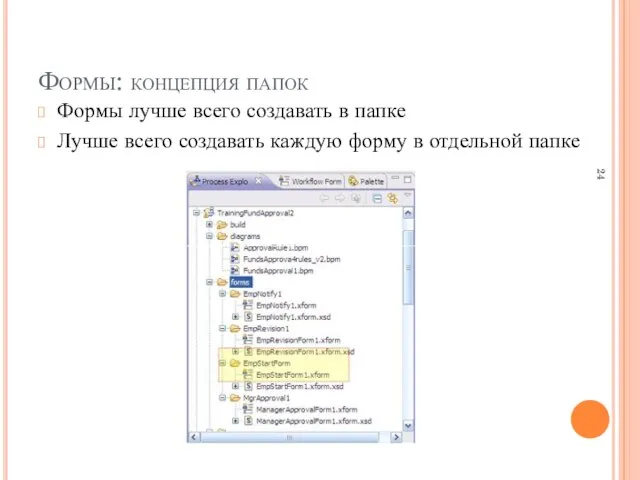 Формы: концепция папок Формы лучше всего создавать в папке Лучше всего создавать