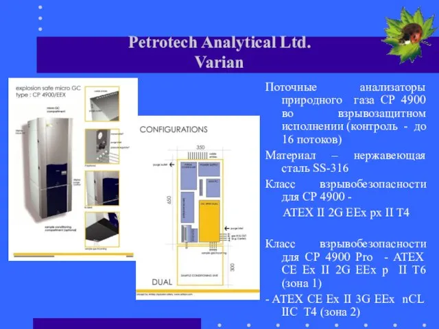 Petrotech Analytical Ltd. Varian Поточные анализаторы природного газа СР 4900 во взрывозащитном