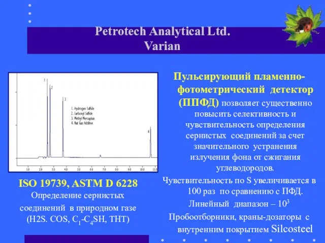 Petrotech Analytical Ltd. Varian Пульсирующий пламенно-фотометрический детектор (ППФД) позволяет существенно повысить селективность