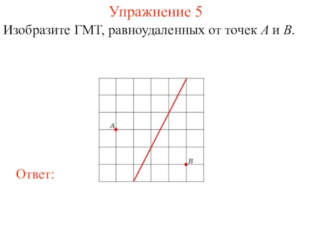 Упражнение 5 Изобразите ГМТ, равноудаленных от точек A и B.