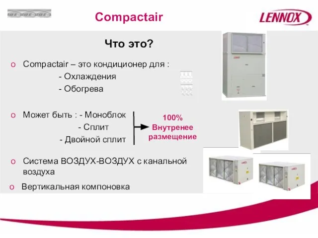 Что это? Compactair – это кондиционер для : - Охлаждения - Обогрева