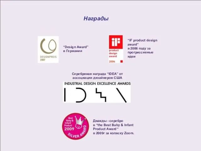 Награды “iF product design award” в 2006 году за прогрессивные идеи “Design