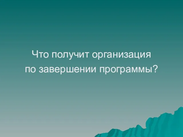 Что получит организация по завершении программы?