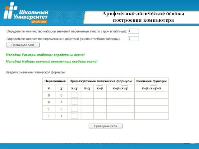 Арифметико-логические основы построения компьютера