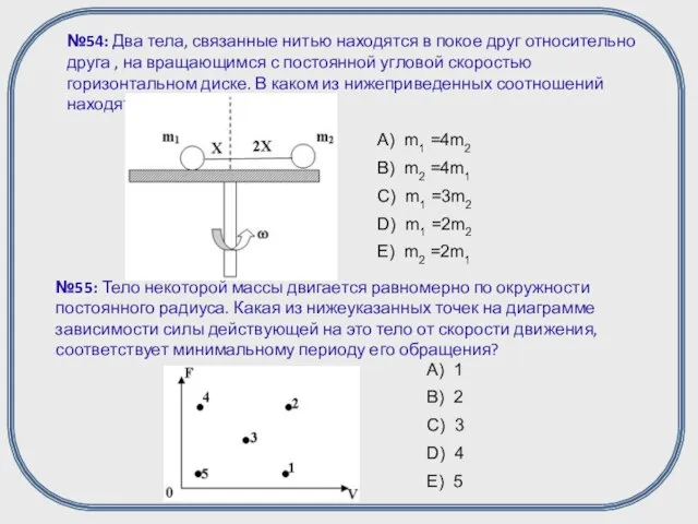 №54: Два тела, связанные нитью находятся в покое друг относительно друга ,