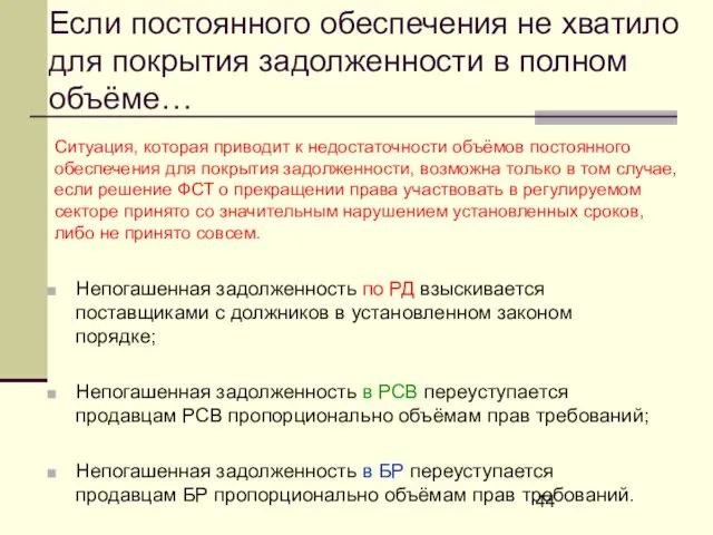 Если постоянного обеспечения не хватило для покрытия задолженности в полном объёме… Непогашенная