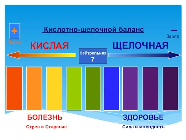 Кислотно-щелочной баланс Нейтральная 7 КИСЛАЯ ЩЕЛОЧНАЯ БОЛЕЗНЬ Стрес и Старение ЗДОРОВЬЕ Сила