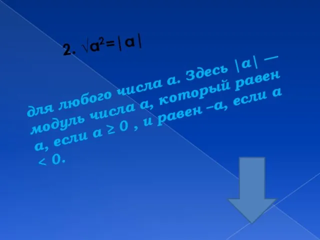 для любого числа а. Здесь |a| — модуль числа а, который равен