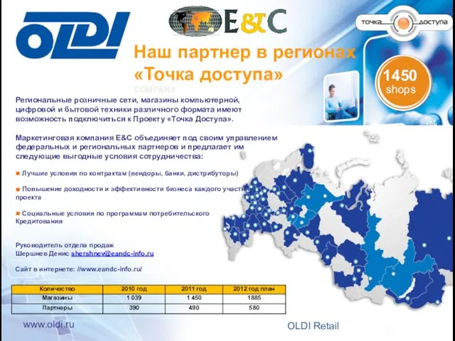 Наш партнер в регионах «Точка доступа» COMPANY OLDI Retail Региональные розничные сети,
