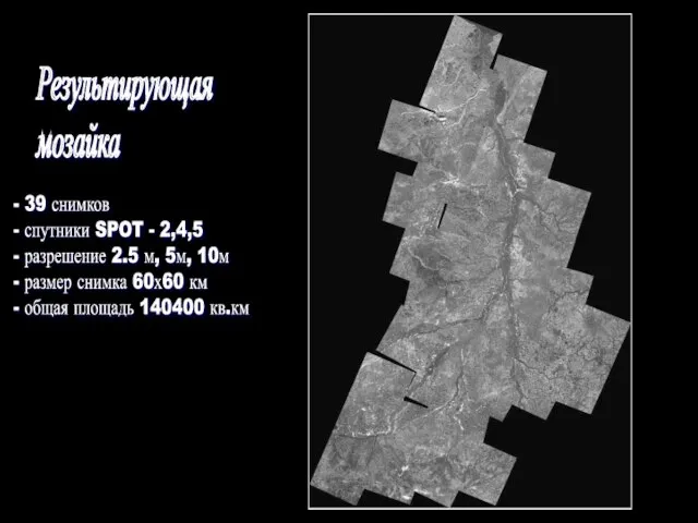 Результирующая мозайка - 39 снимков - спутники SPOT - 2,4,5 - разрешение