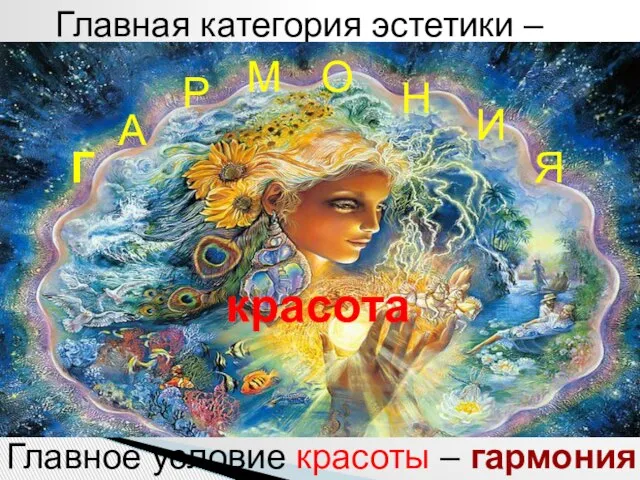 Главная категория эстетики –красота. Главное условие красоты – гармония. красота Г А