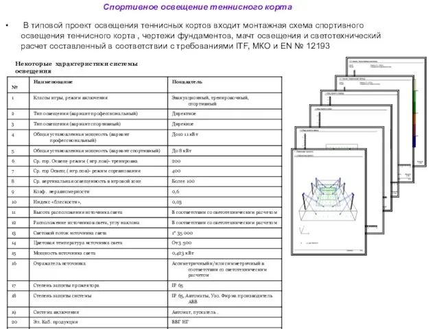 Спортивное освещение теннисного корта В типовой проект освещения теннисных кортов входит монтажная