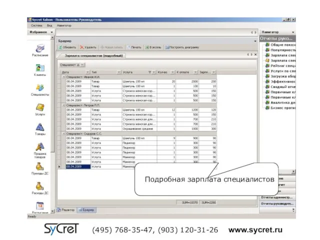 Подробная зарплата специалистов (495) 768-35-47, (903) 120-31-26 www.sycret.ru