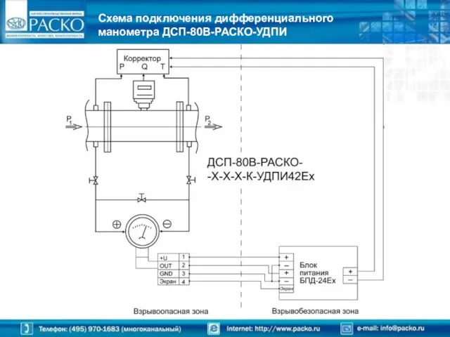 Схема подключения дифференциального манометра ДСП-80В-РАСКО-УДПИ