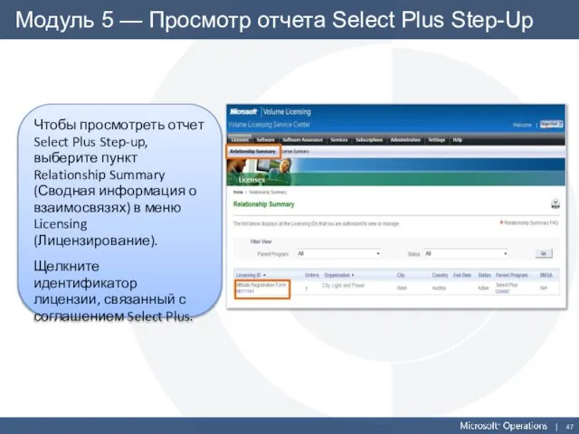 Модуль 5 — Просмотр отчета Select Plus Step-Up Чтобы просмотреть отчет Select