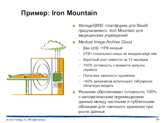 Пример: Iron Mountain StorageGRID платформа для StaaS предлагаемого Iron Mountain для медицинских