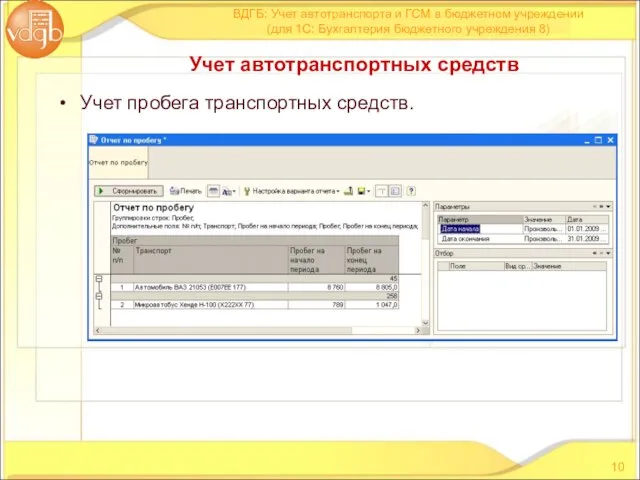 Учет пробега транспортных средств. ВДГБ: Учет автотранспорта и ГСМ в бюджетном учреждении