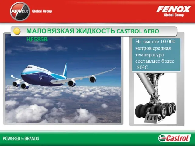 МАЛОВЯЗКАЯ ЖИДКОСТЬ CASTROL AERO HF585B На высоте 10 000 метров средняя температура составляет более -50°С