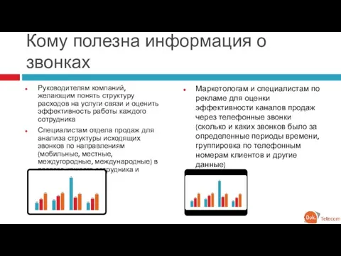 Кому полезна информация о звонках Руководителям компаний, желающим понять структуру расходов на