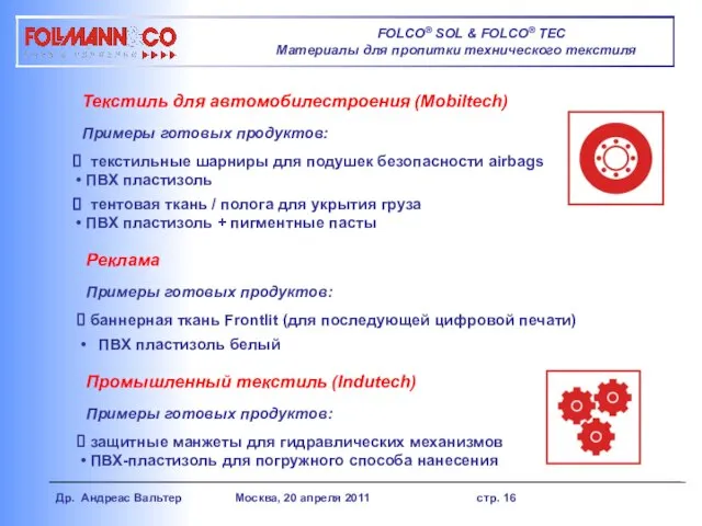 Текстиль для автомобилестроения (Mobiltech) Примеры готовых продуктов: текстильные шарниры для подушек безопасности