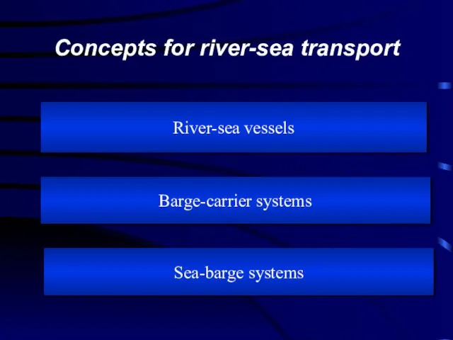 Concepts for river-sea transport River-sea vessels Barge-carrier systems Sea-barge systems