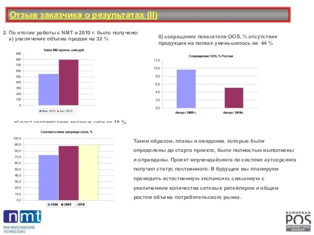 2. По итогам работы с NMT в 2010 г. было получено: а)