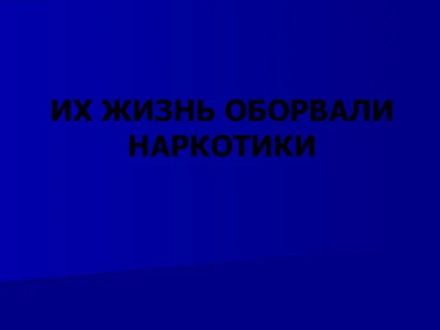 ИХ ЖИЗНЬ ОБОРВАЛИ НАРКОТИКИ