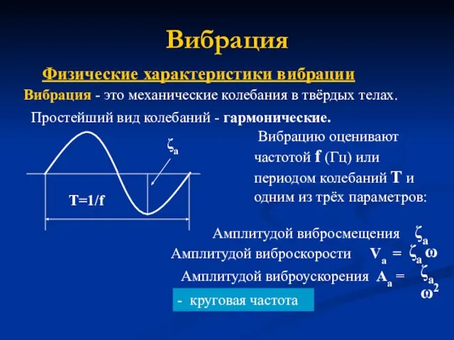 Вибрация Физические характеристики вибрации Вибрация - это механические колебания в твёрдых телах.