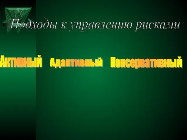 Подходы к управлению рисками Активный Адаптивный Консервативный