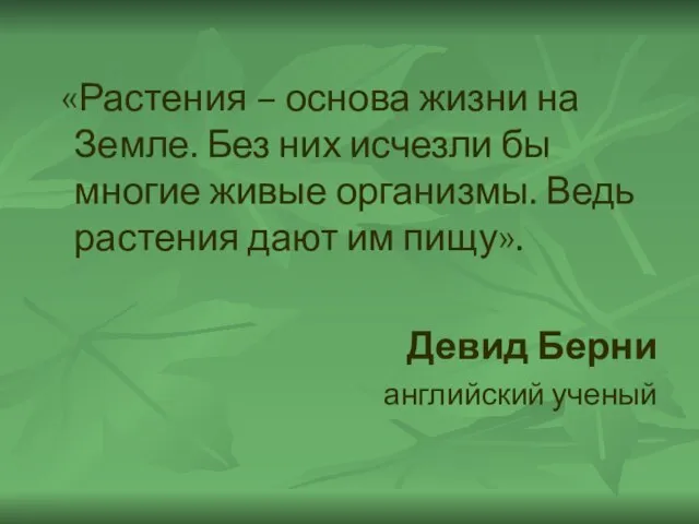 «Растения – основа жизни на Земле. Без них исчезли бы многие живые