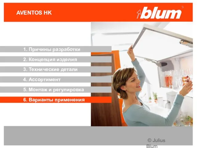 © Julius Blum GmbH AVENTOS HK 3. Технические детали 2. Концепция изделия