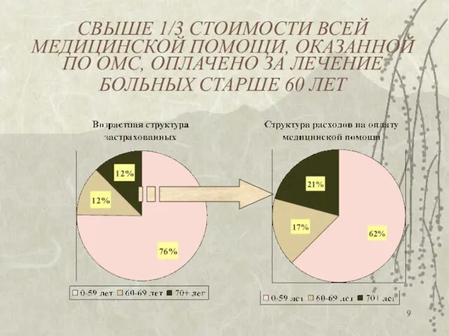 СВЫШЕ 1/3 СТОИМОСТИ ВСЕЙ МЕДИЦИНСКОЙ ПОМОЩИ, ОКАЗАННОЙ ПО ОМС, ОПЛАЧЕНО ЗА ЛЕЧЕНИЕ БОЛЬНЫХ СТАРШЕ 60 ЛЕТ