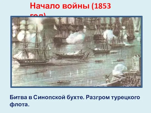 Начало войны (1853 год) Битва в Синопской бухте. Разгром турецкого флота.