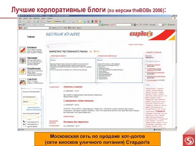 Лучшие корпоративные блоги (по версии theBOBs 2006): Московская сеть по продаже хот-догов