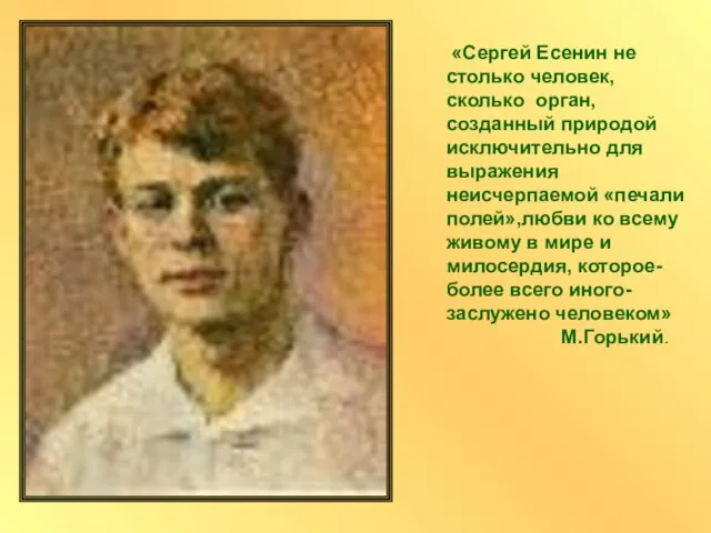 «Сергей Есенин не столько человек, сколько орган, созданный природой исключительно для выражения